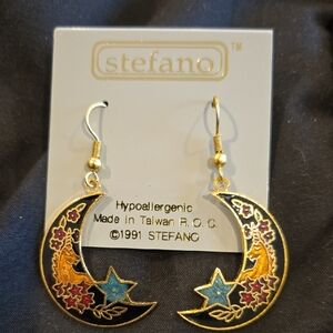 Multicolor Crescent Moon Earrings